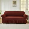 Elastic Solid Color Sofa Cover Full Protection Slip Resistant Minimalist Skirted Design