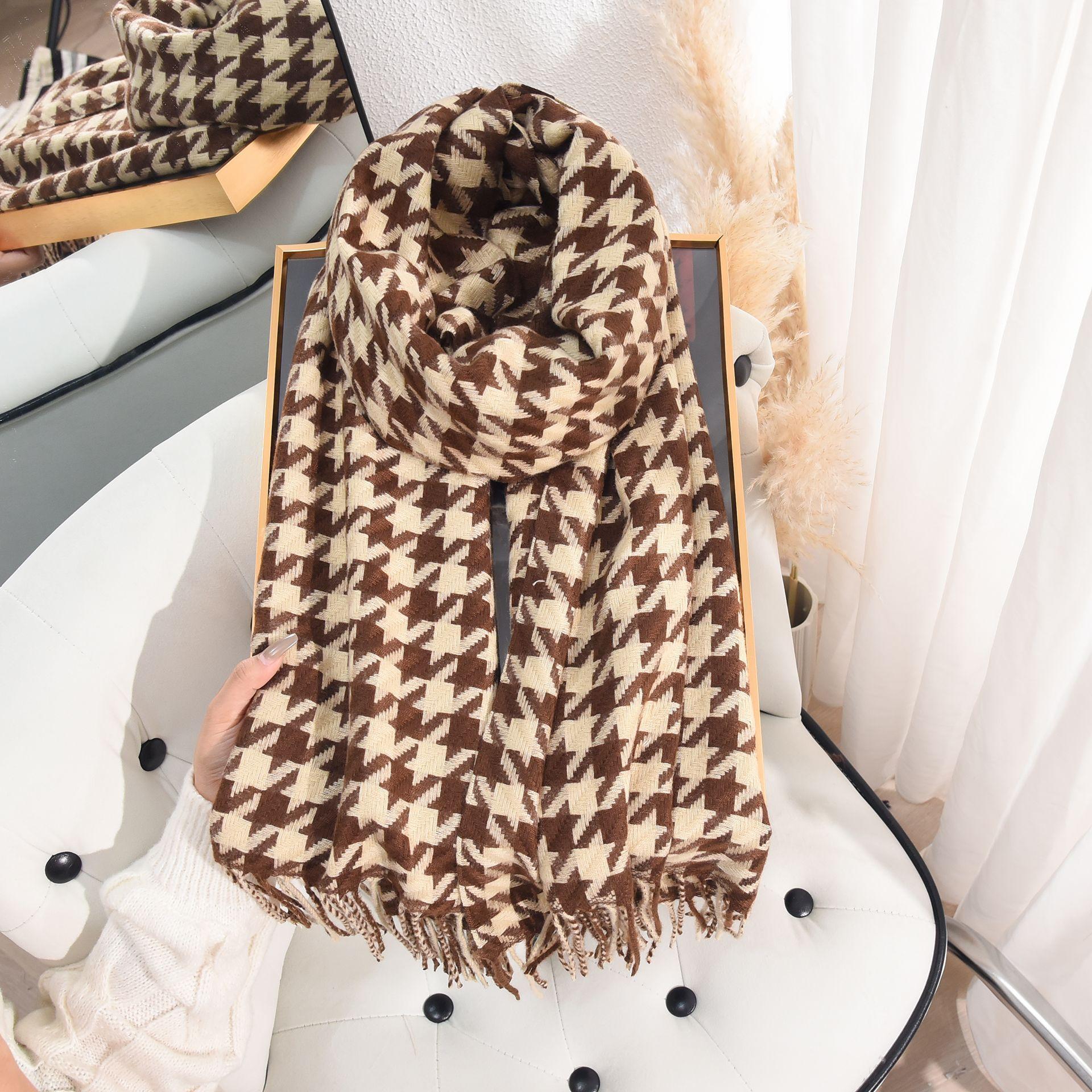 Couple s High End Imitation Cashmere Houndstooth Scarf Exquisite  Fashionable and Warm Scarf 65*180cm