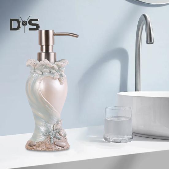 Seashore Theme Soap Dispenser Leak-Proof Design Starfish Shell Decor Hand Sanitizer Pump Coastal Bathroom Accessory