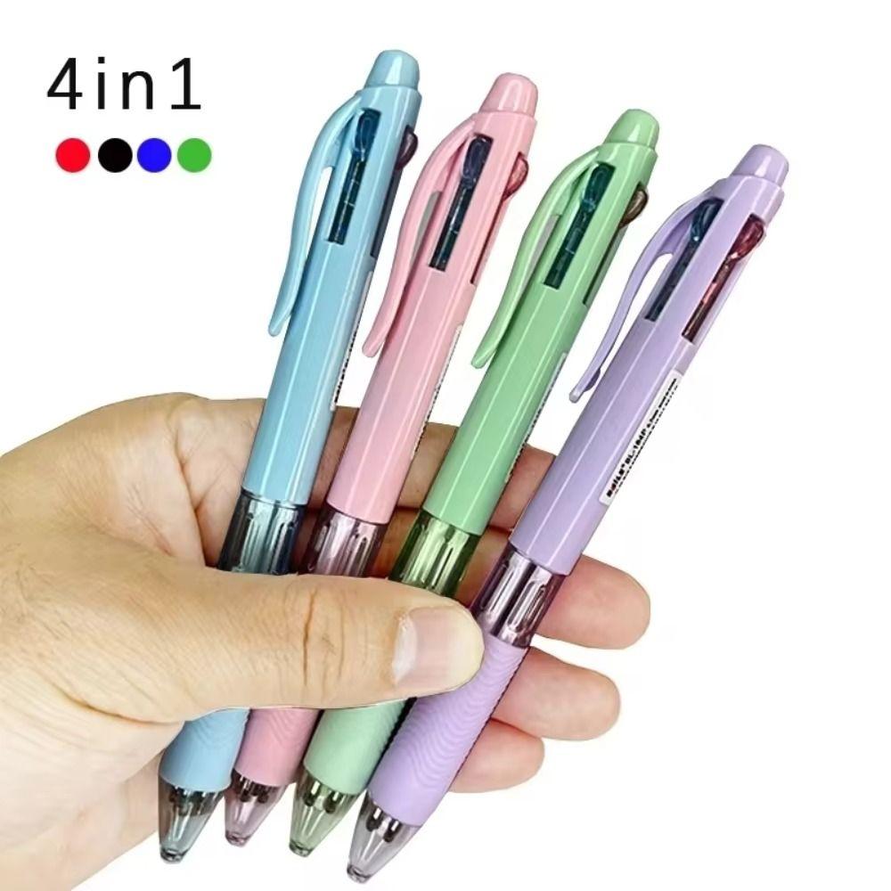 

6pcs 4 in 1 Multicolor Ballpoint Pens Rubber Grip Press Roller Ball Pen School