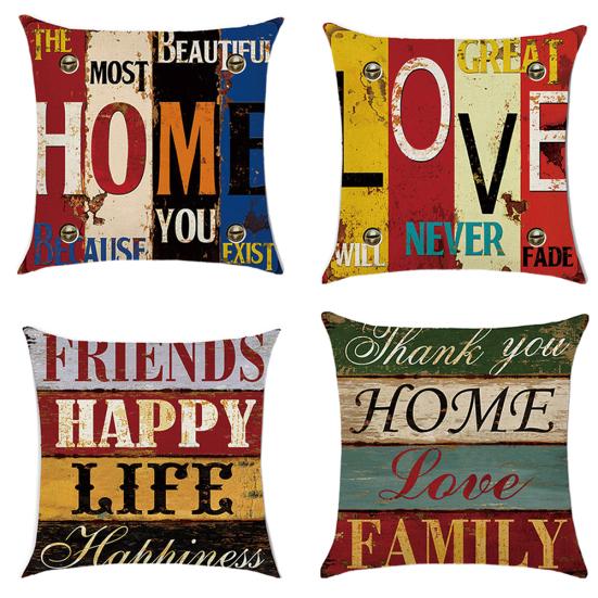 Mediterranean Letter Home Love Pillow Case Cushion Cover Sofa Bed Car Decoration