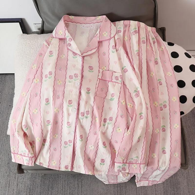 Autumn and Winter New Women's Pajamas Homewear Suit Cloud Cotton Cute Girls Loose Leisure Homewear Spring and Autumn Clothing