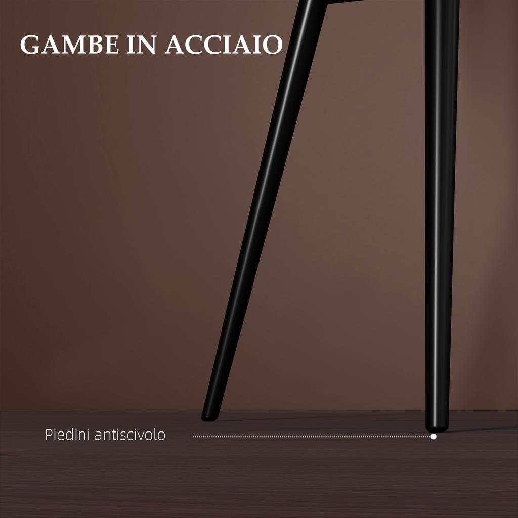 Set 2 Nordic Dining Chairs With Curved Armrests Upholstered In Velvet Effect Fabric 54x57x80 Cm Brown