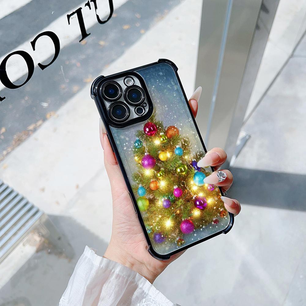 Ae114 Merry Christmas Christmas tree art Electroplated TPU Phone Cases for Samsung A54 A12 A14 S22 S23 S24 Ultra A55 A15 Four Corner Protection Cover