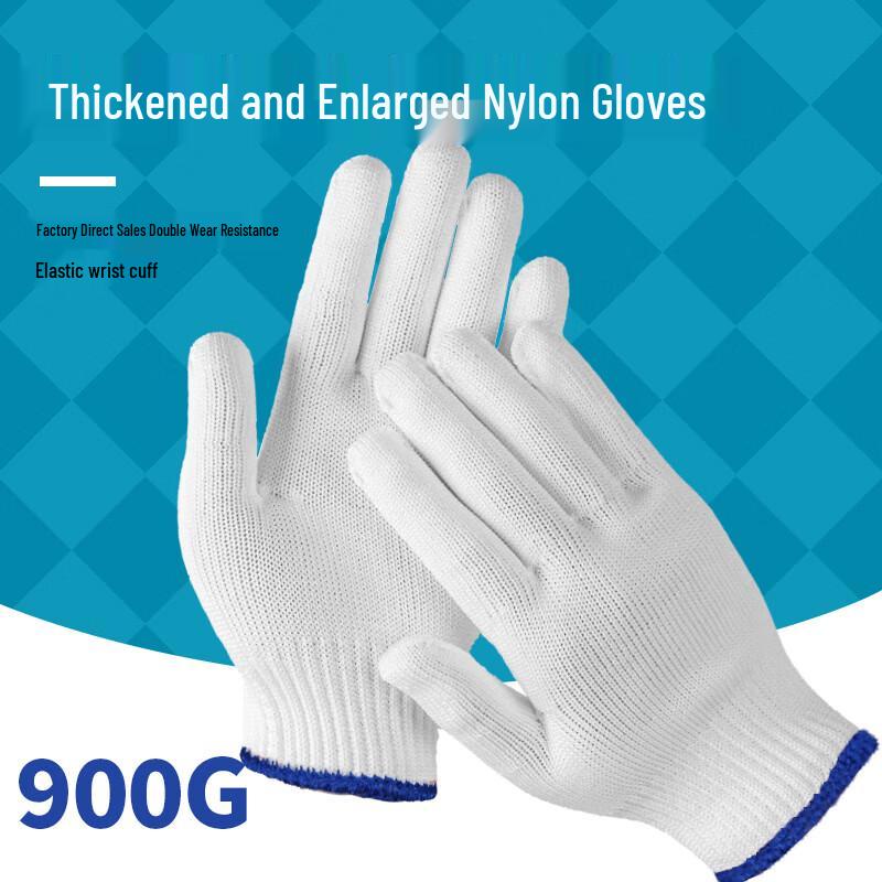 MARYYA 900g White Nylon Work Gloves (12 Pairs)