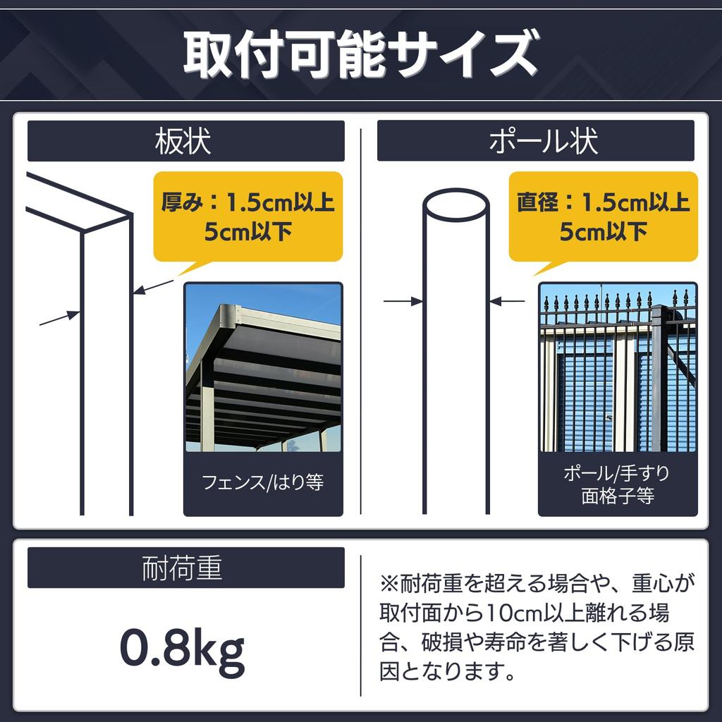 Heptus [Einfache Installation überall] Montagehalterung für Solarleuchten, Überwachungskameras, Masten, Zäune, Klemmen, 1,5-5cm