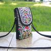 Ethnic Style Embroidered Bag Women Mobile Phone Bag Flap Canvas Bag Crossbody Bag Popular Double Layer Zero Wallet