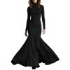 Women’s Long Sleeve High Neck Maxi Dress Elegant Formal Gown Fitted Floor Length Evening Wear for Special Occasions