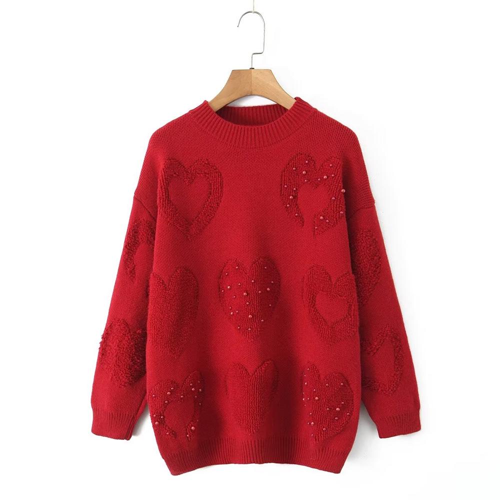 

Женский пуловер PB&ZA с жаккардовым узором в виде сердца и бисером - Коллекция Осень/Зима 2024 Medium