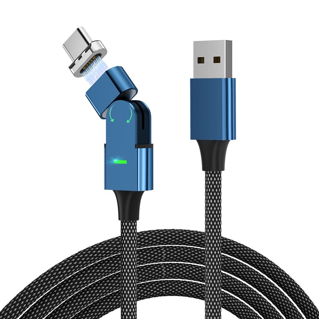 100W Fast Charging Magnetic Cable with 180° Rotating Type-C Angled Connector for Phones and Computers