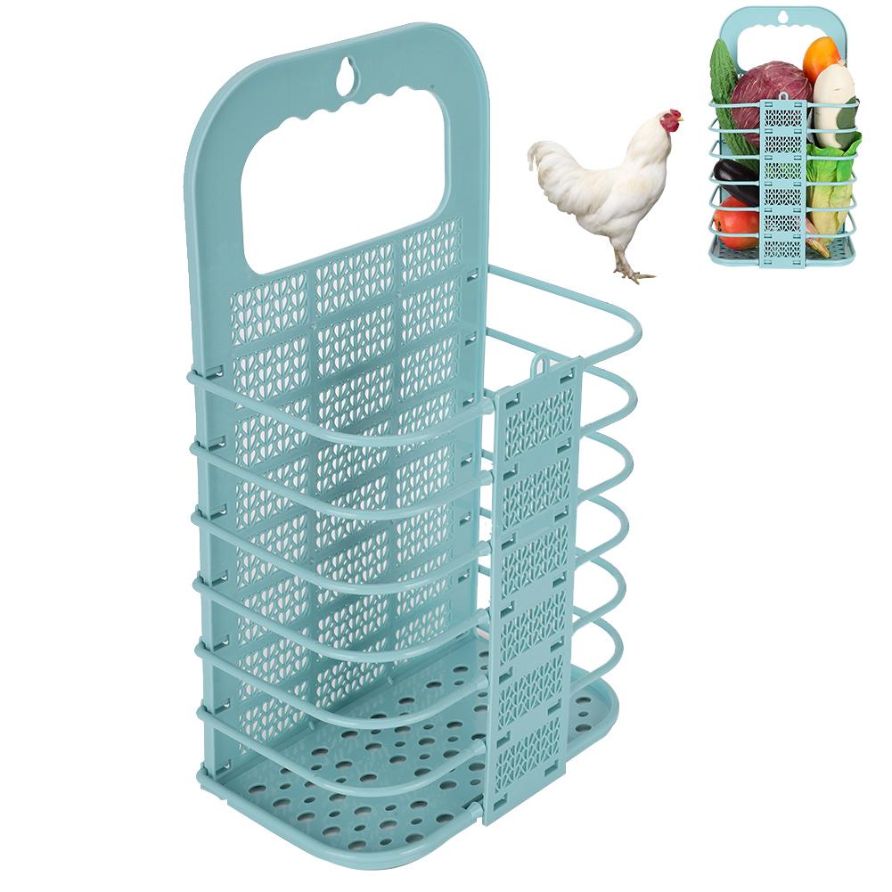 Cesto Pieghevole per Pollo e Verdure Gallo Gallina Frutta Appeso Mangiatoia Strumento di Alimentazione (blu)