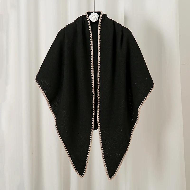 

Solid Color Pashmina Shawl Triangle Scarf For Woman Autumn Winter Keep Warm Cape Wraps Thick Cashmere Stoles Scarves Muffler