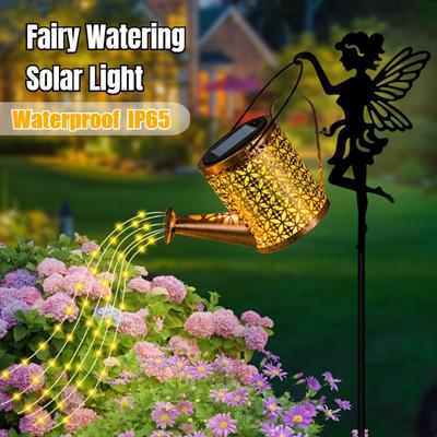 Solar-Gießkannenlichter, Wasserfall-Gartenlichterketten für den Außenbereich, wasserdichtes IP65-Solar-Wasserkocher-Projektionslicht