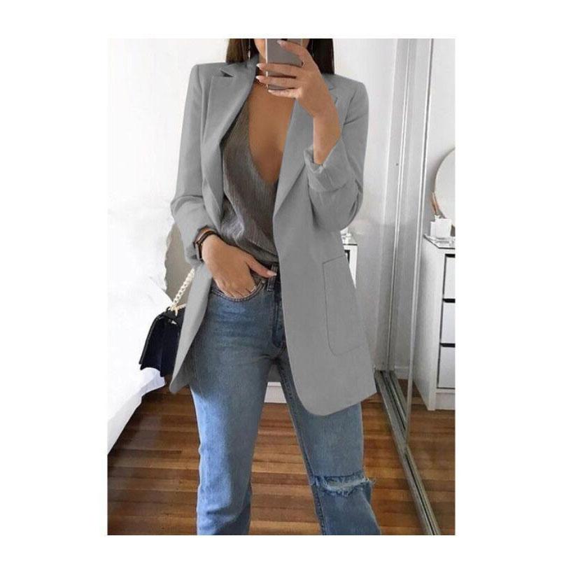 Fashion Casual Suit Polo Neck Slim Fit Cardigan Temperament Women's  Coat Spring and Autumn