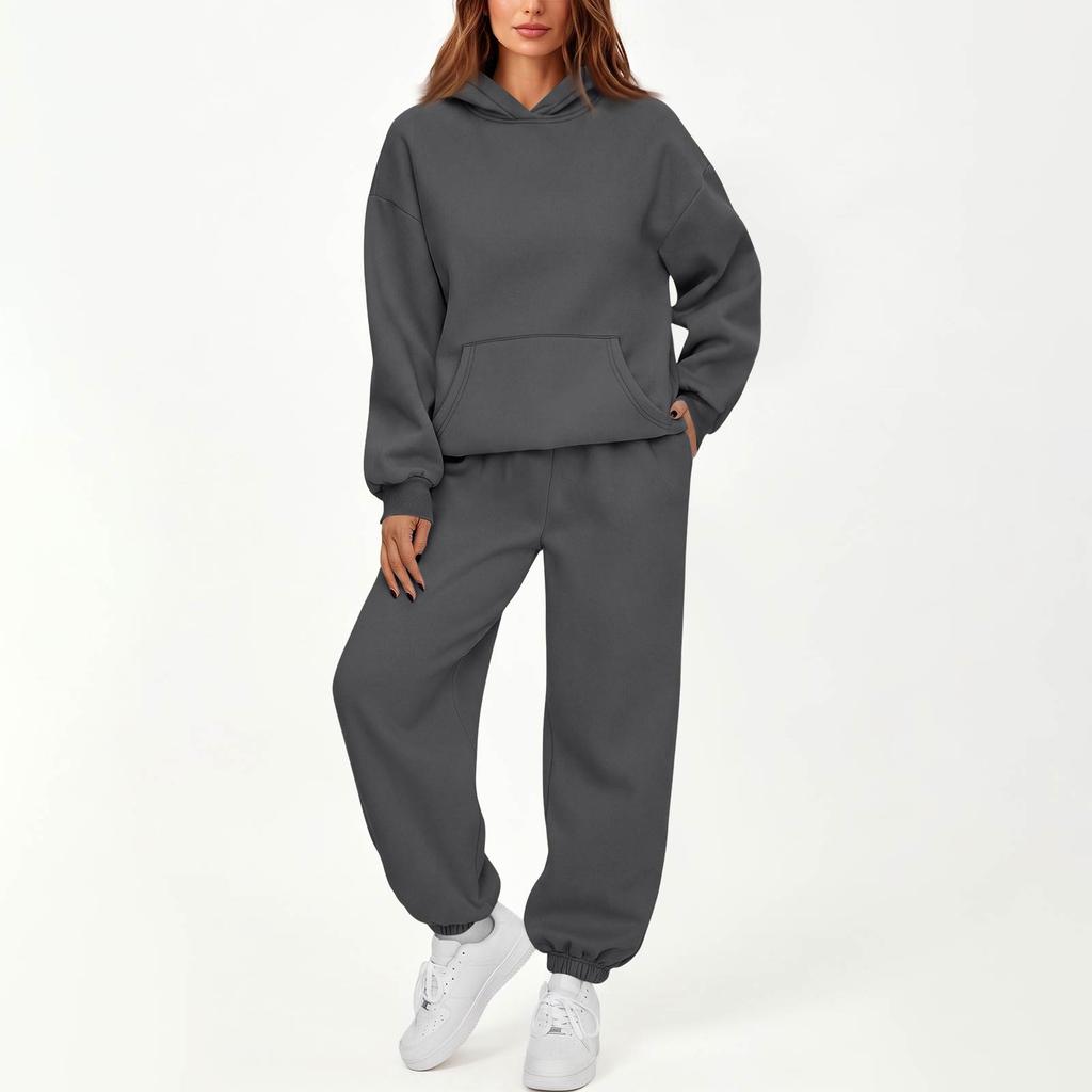 Casual Tweestuk Trainingspak voor Dames met Hoodie en Losse Broek voor Herfst Winter