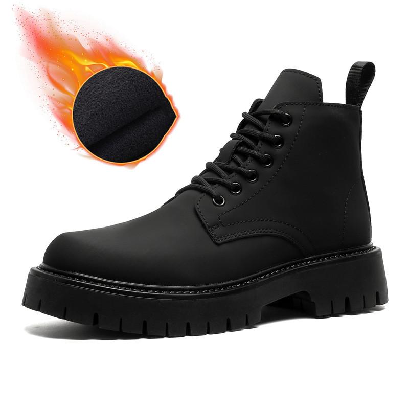 Mens Casual Party Prom Dress Platform Boots Black Trendy Autumn Winter Shoes Cowboy Genuine Leather Boot Handsome Ankle Botas