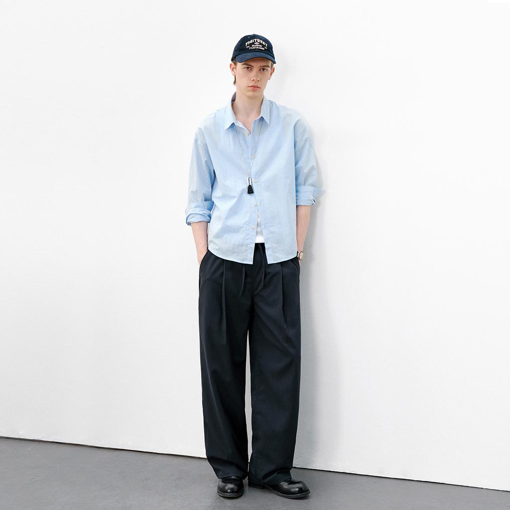 714STREET High-End Bubble Gauze Textured Fabric Slim Fit Wide Leg Pants Unisex Pants 612262-1
