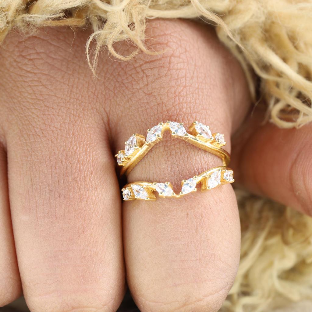 Unique Moissanite Ring Enhancer Sterling Silver Moissanite Wedding Band Stacking Matching Rings For Women Handmade Jewelry