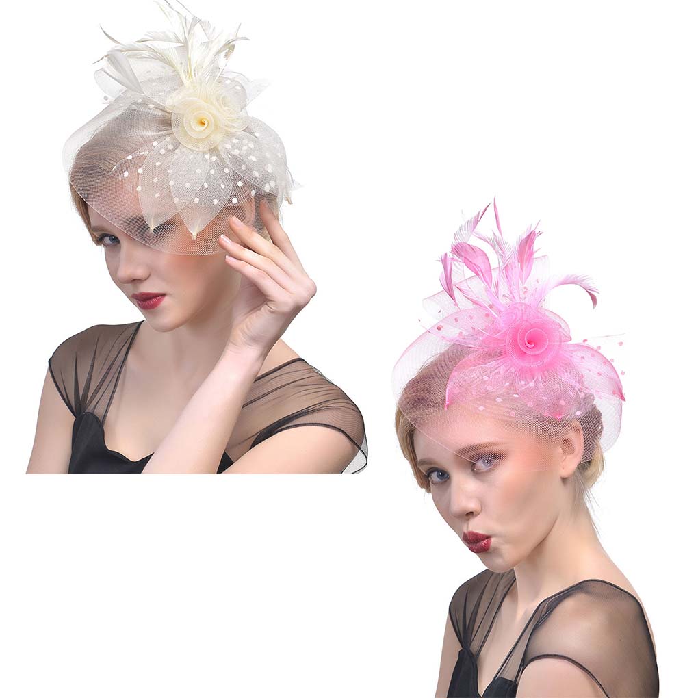 Women Flower Top Hat Fascinator Hairpin Wedding Party Hair Clip Decor