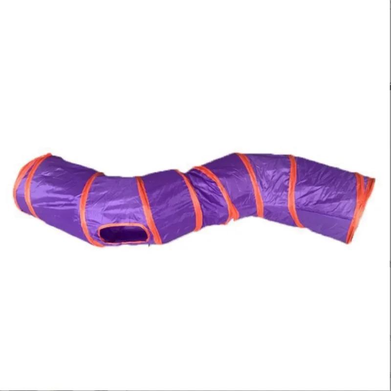 Collapsible Tunnel Tube Pet Toy S Shape for Cat Playing Tunnel Hideaway Tunnel with 2 Holes Hideaway Tent