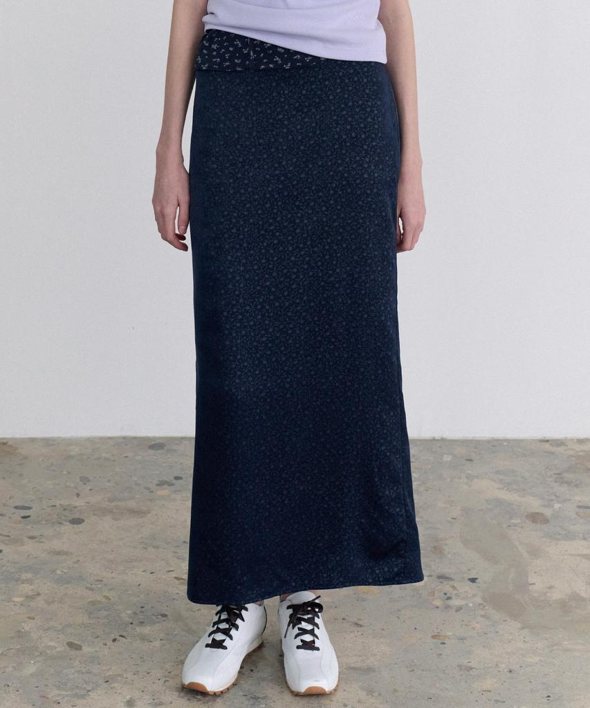 Annies Nadia Jacquard Satin Long Skirt (Navy)