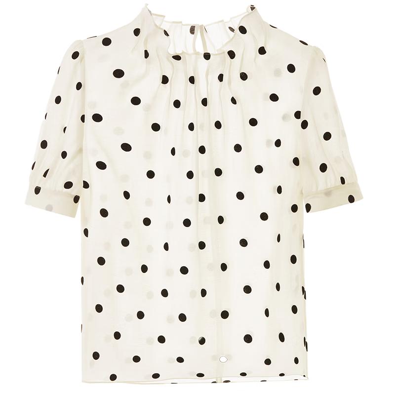 

Retro Polka Dot Short Sleeve Commuter Blouse M