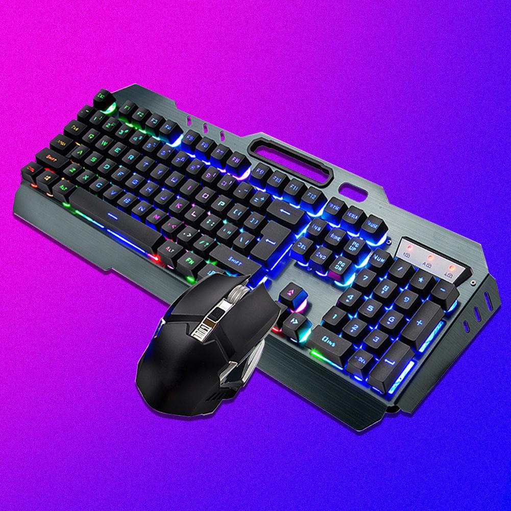 Wireless Keyboard Mouse Set Charged Lighting Black Built In Lithium Battery 3000mAh