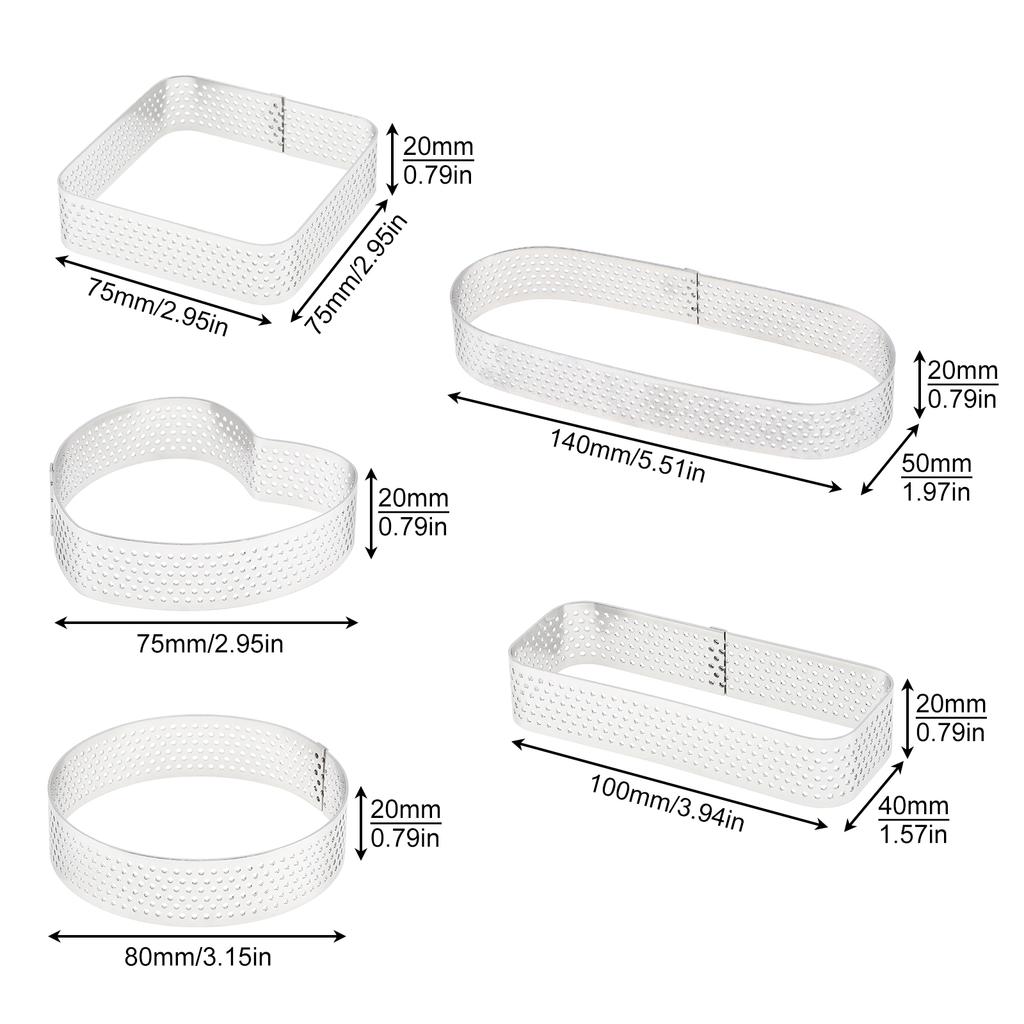 304 Stainless Steel 5pcs Thickened Perforated Baking Tools High Temperature Resistant Mousse Cake Circle Set Non Stick