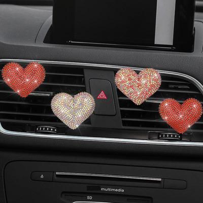 Car Air Vent Clip Auto Diamond Love Heart Perfume Fragrance Clip Air Freshener Auto Styling Decor Car Bling Accessories
