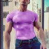 INCERUN Summer Men O Neck Short Sleeve Glitter Casual Fitted T-shirts Tops
