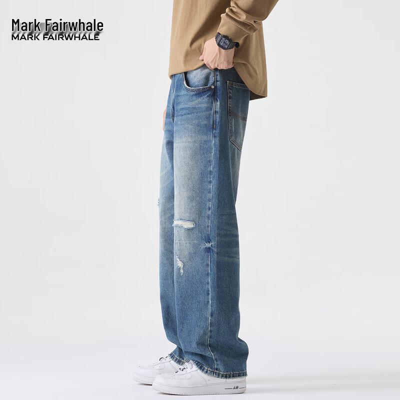 Mark Fairwhale Men's Distressed Loose Straight Jeans