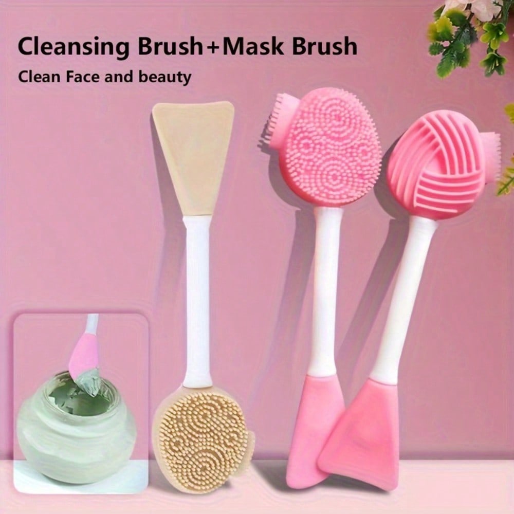 1Pcs Facial Cleansing Brushes Includes a Dual-Headed Brush for Facial Cleansing And a Nose Brush. A Multifunctional Dual-Headed Brush