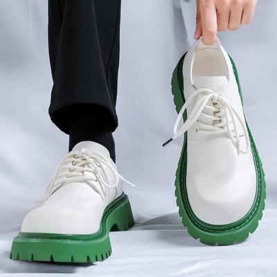 Green Men Platform Breathe Small Leather Shoes New Fashion Trend Versatile Japan Korean Business Casual Shoes Suit Men Shoes