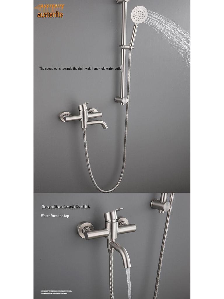 Brushed 304 Stainless Steel Gooseneck Mixer Faucet Set for Bathtub and Shower