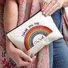 Rainbow Teacher Custom Name Canvas Cosmetic Bag Zipper Wallet Travel Perfume Lipstick Pouch Office Supplies Storage Pencil Case
