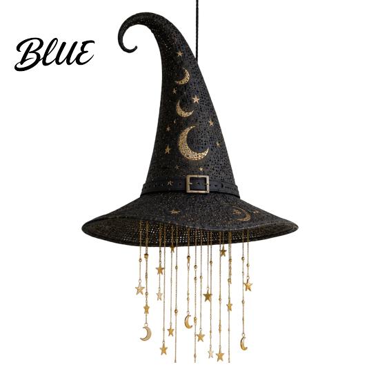 Skurriler Hexenhut-Schmuck mit Lampe Hängende Dekorationen Leuchtend Halloween Funkelnd Außenbereich Festliche Sterne Mond Innenbereich Veranda