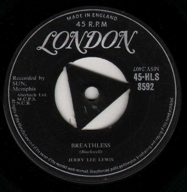 

7inch Record JERRY LEE LEWIS - Breathless 45HLS8592 London Records 1958 UK Rock Used