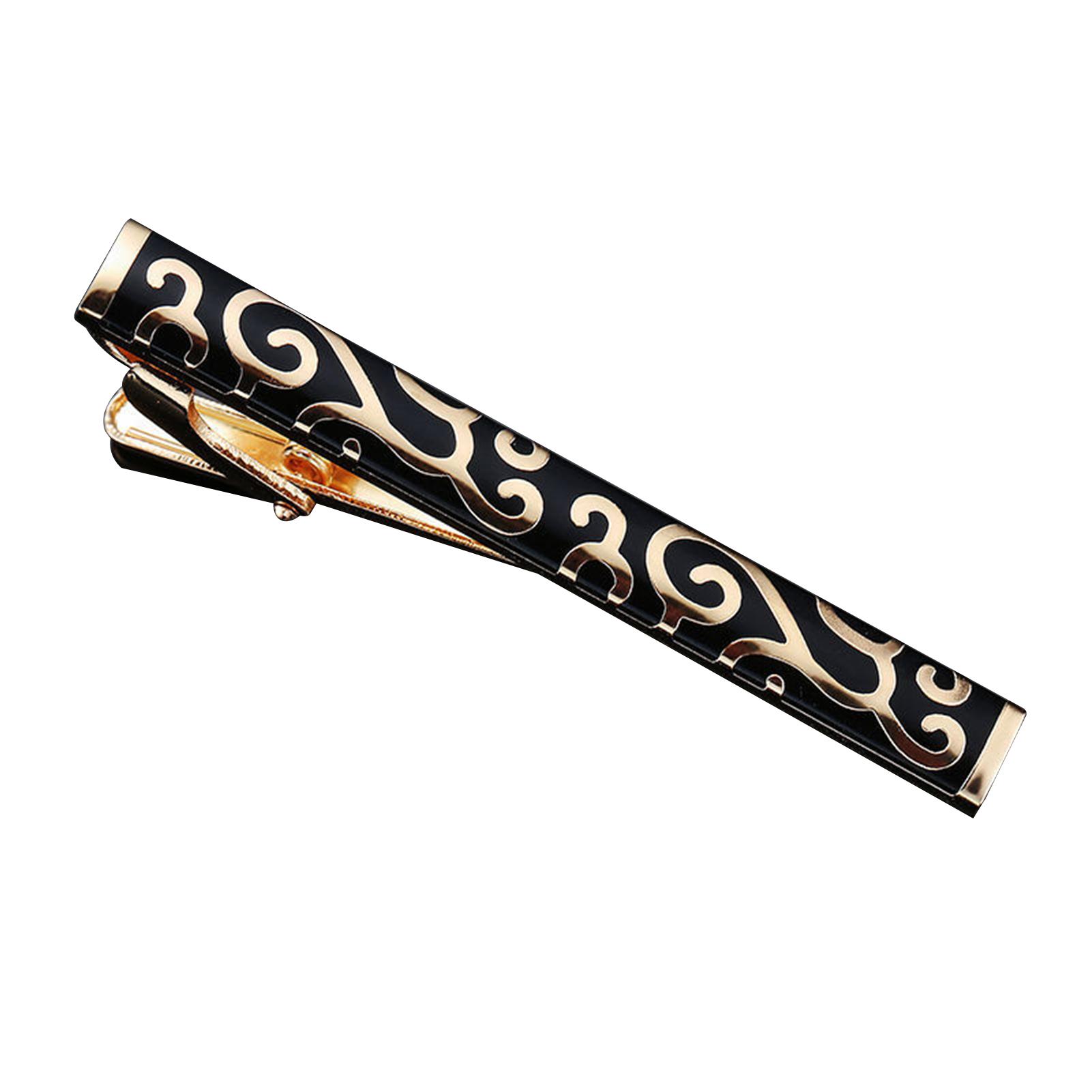 Pánska spona na kravatu Fashion Business Jednoduché galvanické leštenie Nealergická kravata so sponou na golier Gold pattern tie clip black