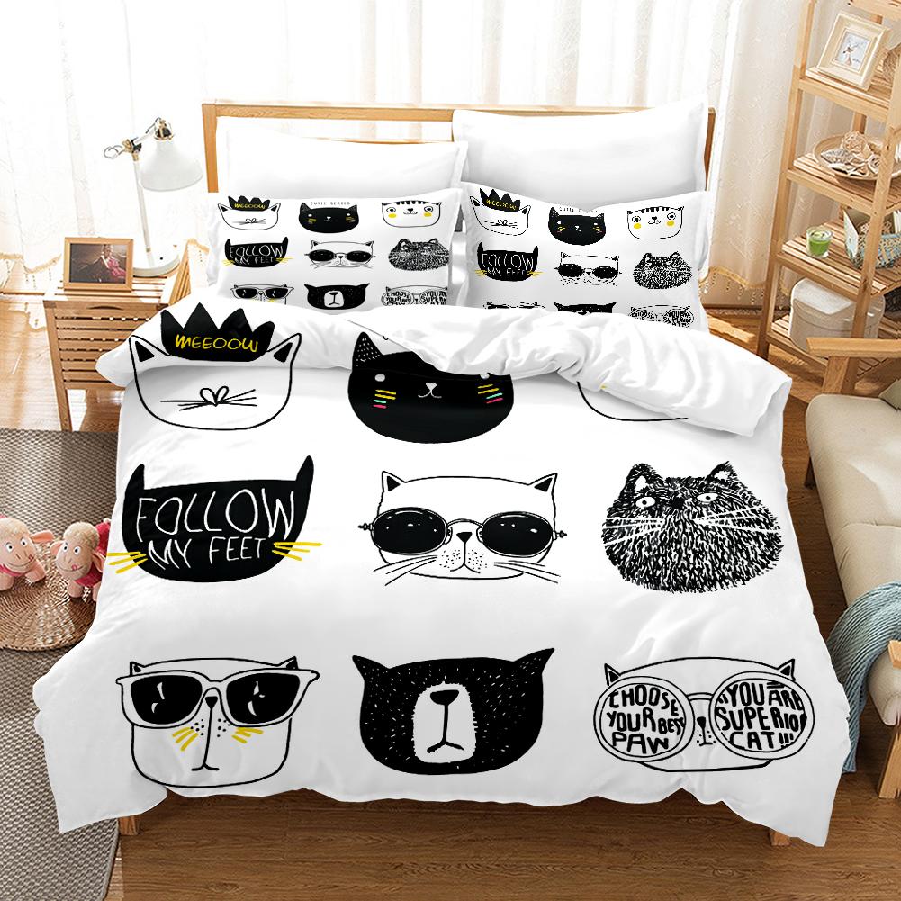 Cats Duvet Cover Set For Boy Girl Cute Animal Printed Bedding Set Pet Theme Comforter Cover Pet Bedspread Cover Quilt Cover Set