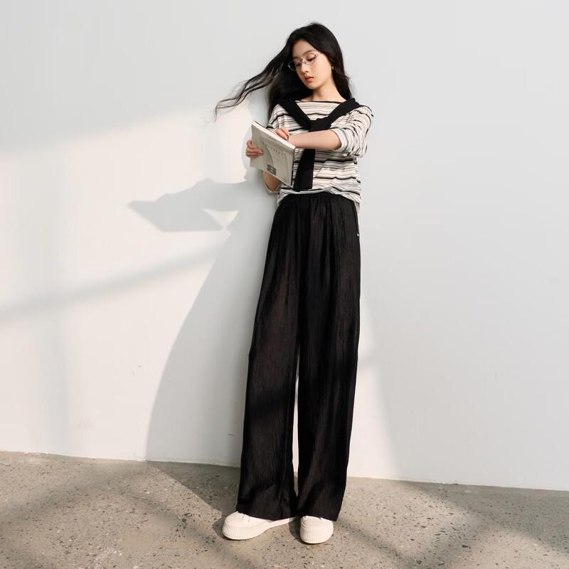 Sancai Women's High-Waist Acetate Wide-Leg Pants