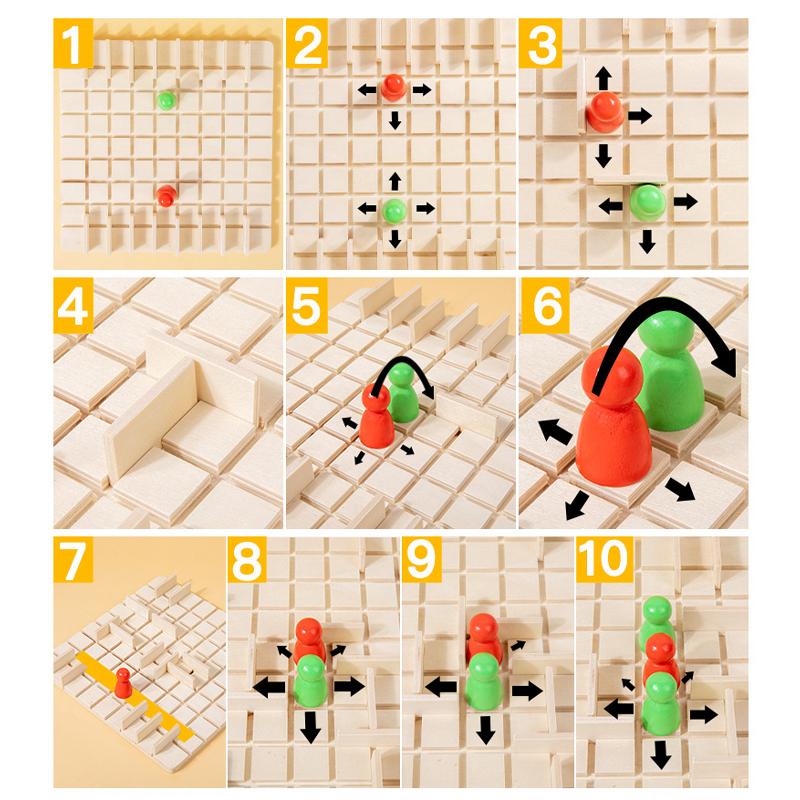 Wooden Step By Step Board Game, Family Strategy Game, Logical Thinking Tabletop Game Chess, Multiplayer Game Toy