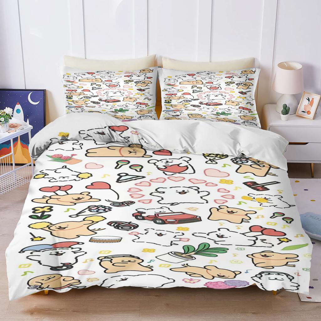 Cute Cartoon Printed Quilt Cover For Children, Soft Customizable Bedding, Home Bedroom Comforter, Line Puppy