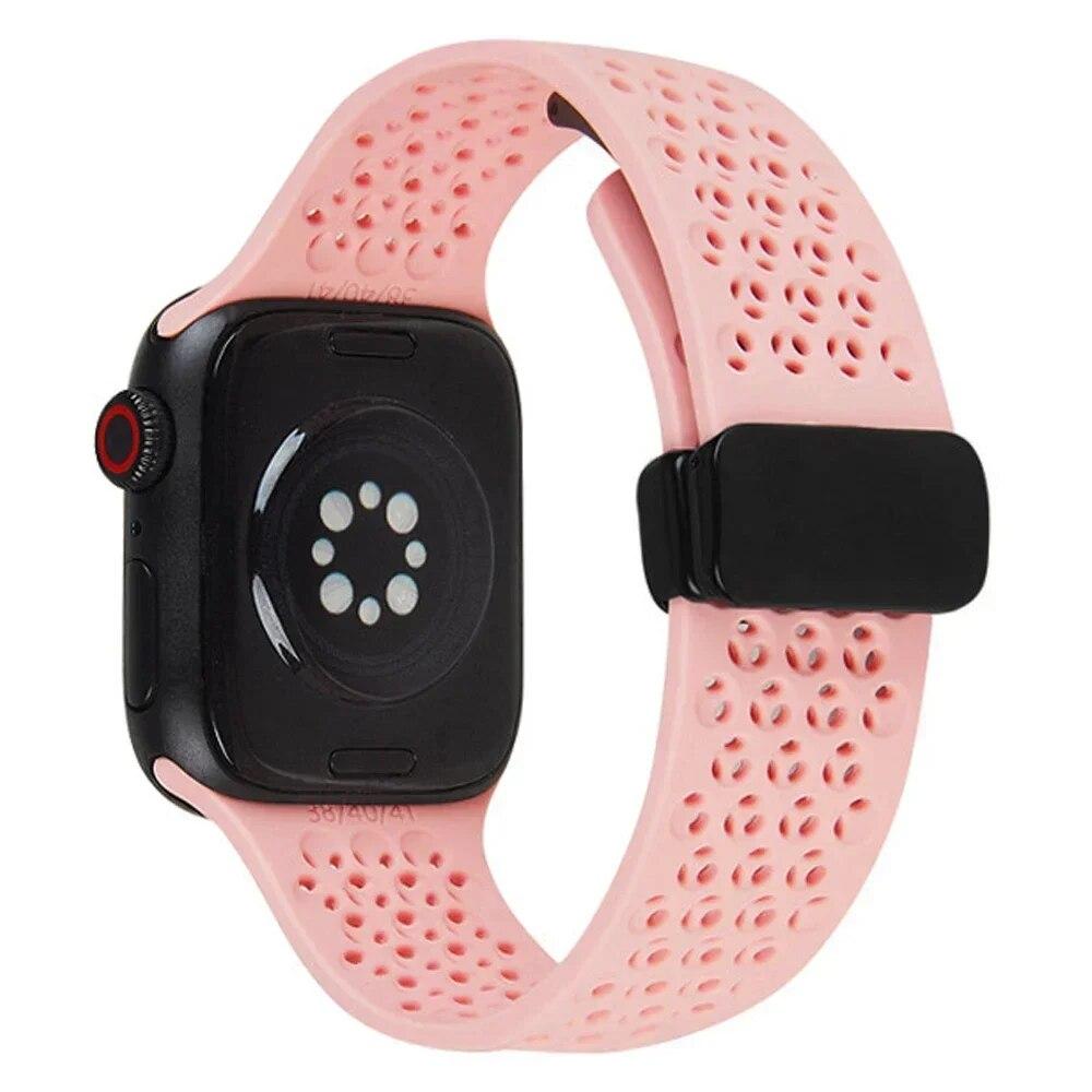 Magnetický sportovní silikonový řemínek pro Apple Watch 49mm 45mm 44mm 41mm 40mm 42mm 38mm gumička pro IWatch Series 9 8 7 6 5 4 Se Ultra 2