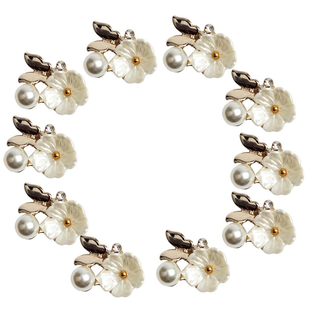 10 Pieces Flatback Pearl Embellishments Flower Shapes Wedding Embellishment for Scrapbooking Craft Cardmaking Bouquet Handcraft