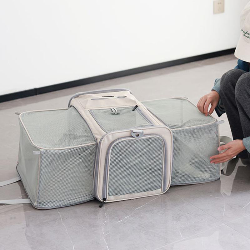 Tragbare erweiterbare Polyester-Katzen- und Kleinhund-Haustierertasche für Reisen und Ausflüge
