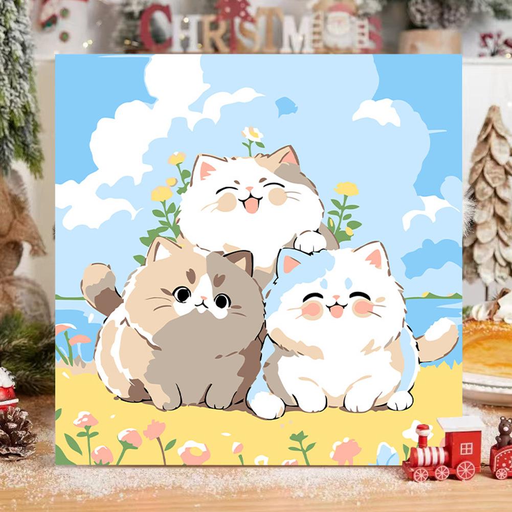 Simple Cat Paint by Numbers Kit,Paint by Number Kits on Canvas for Kids Beginners,Digital Oil Painting Kits for Home Wall Decor