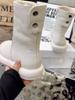 Rejia 2025 Winter Milk Tea Color Women's Martin Boots - Flat Bottom, Two-Wear, Thickened Snow Boots