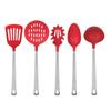 Stainless Steel Nylon 5 Piece Kitchen Utensil Set Cooking Spoon Ladle Skimmer Turner Pasta Server Ergonomic Dishwasher Safe