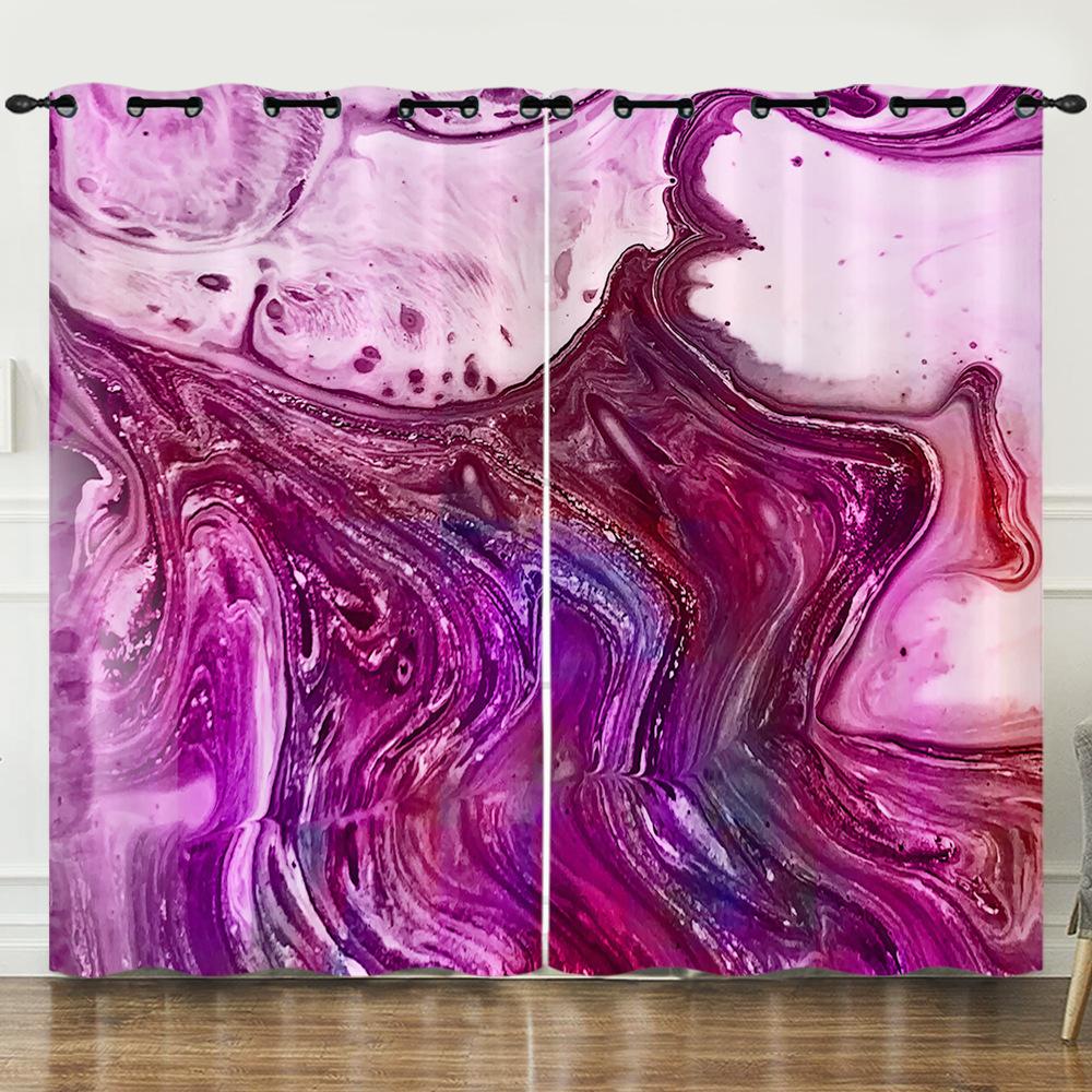Curtains Nordic Style Marble Texture Bedroom Curtains Digital Printing Blackout Curtains No Punching