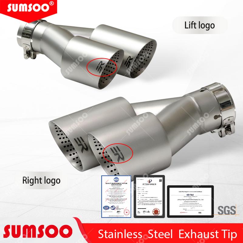 BEY1 1Pcs Double Matte Stainless Steel Car Muffler Tip Exhaust Tip System Pipe Universal Exhaust Tip  60 63  for GTI MK7 Golf7 Nozzle